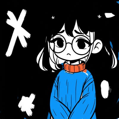 sad girl with glasses in a sweater