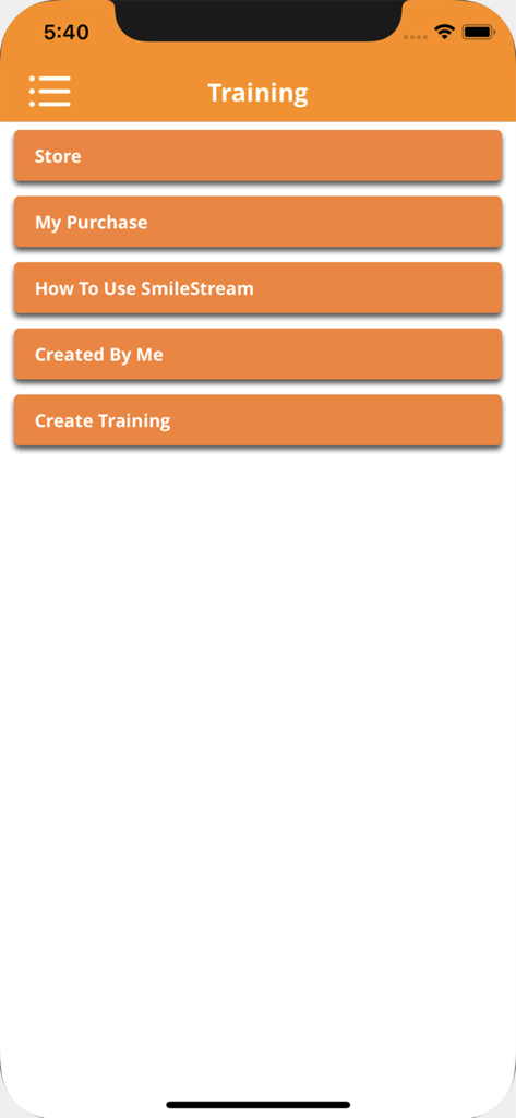 SmileStream: Dentistry - Pantalla del menú de capacitación en la aplicación SmileStream para profesionales dentales que muestra recursos y módulos educativos