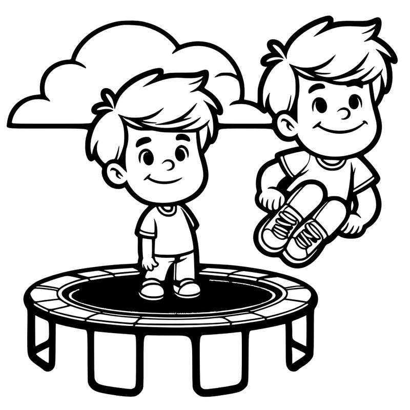 boy on a trampoline