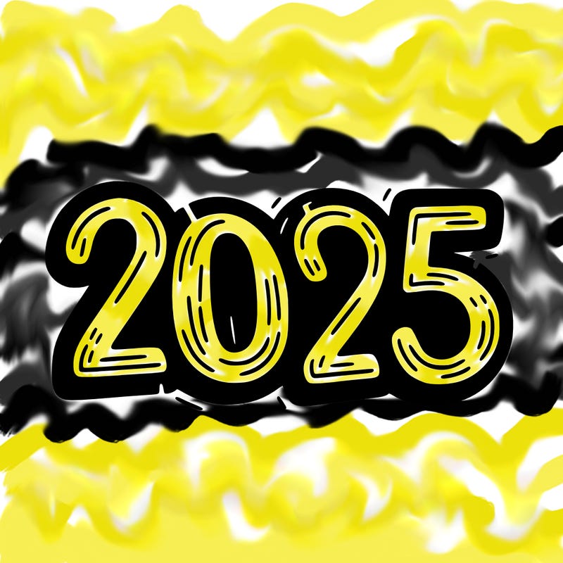 one line scrawled numbers sketch design “2025”