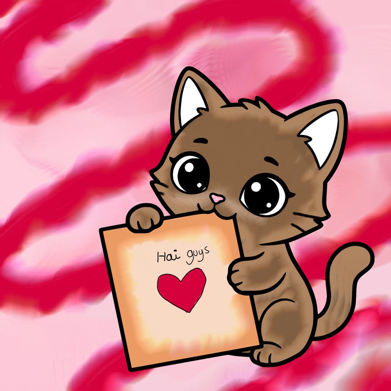 a small cat with a blank sheet of paper in its hand. the cat is sooooooo cute!