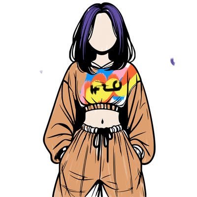 realistic girl faceless with baggy pants and a crop top