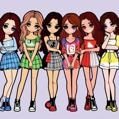 a group of girls realistic
