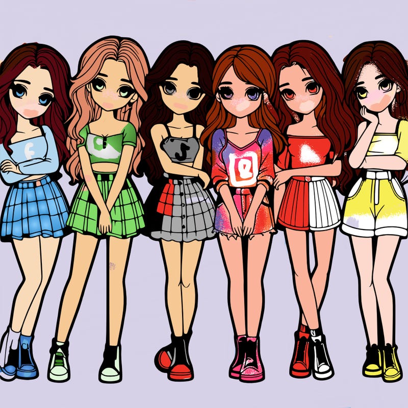 a group of girls realistic