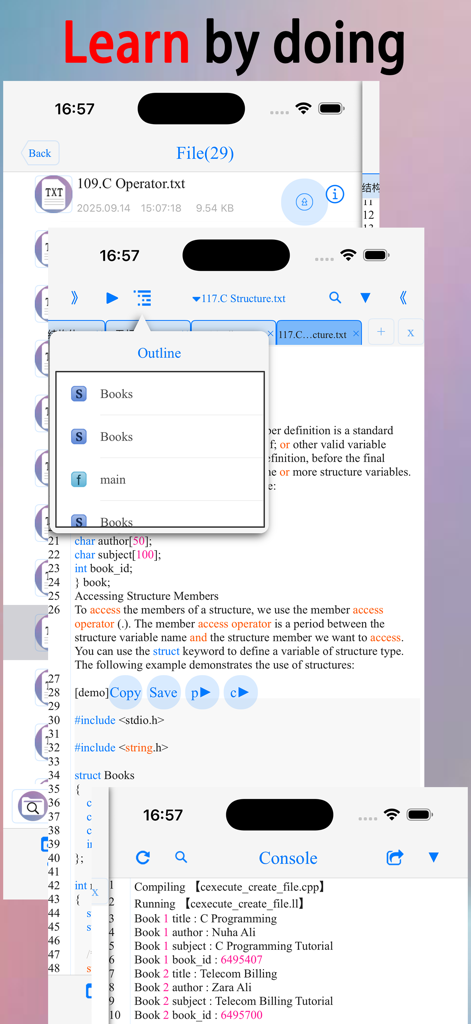 C/C++$-LLVM Clang - Interface of a C and C++ mobile compiler with code editor and console