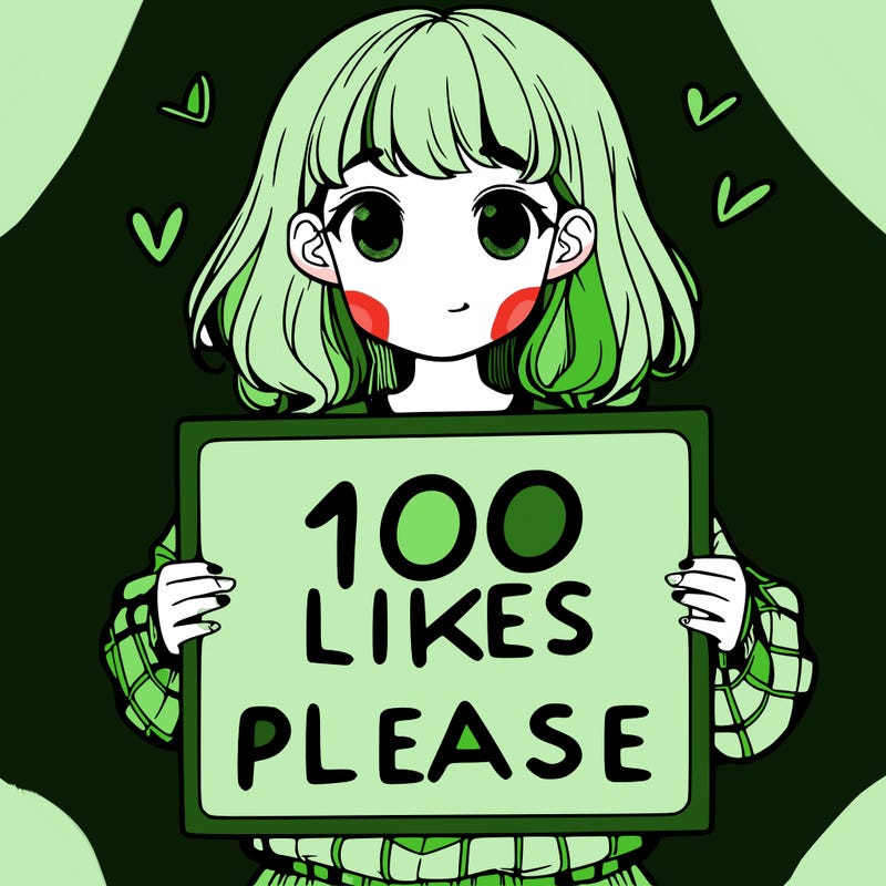 a girl holding a sign saying 100 likes please