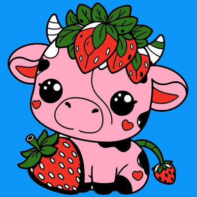 cute strawberry cow