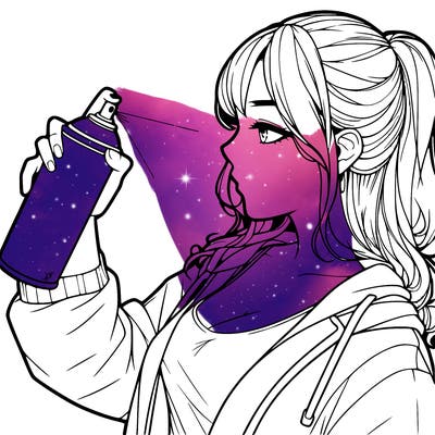 a realistic girl spray, painting