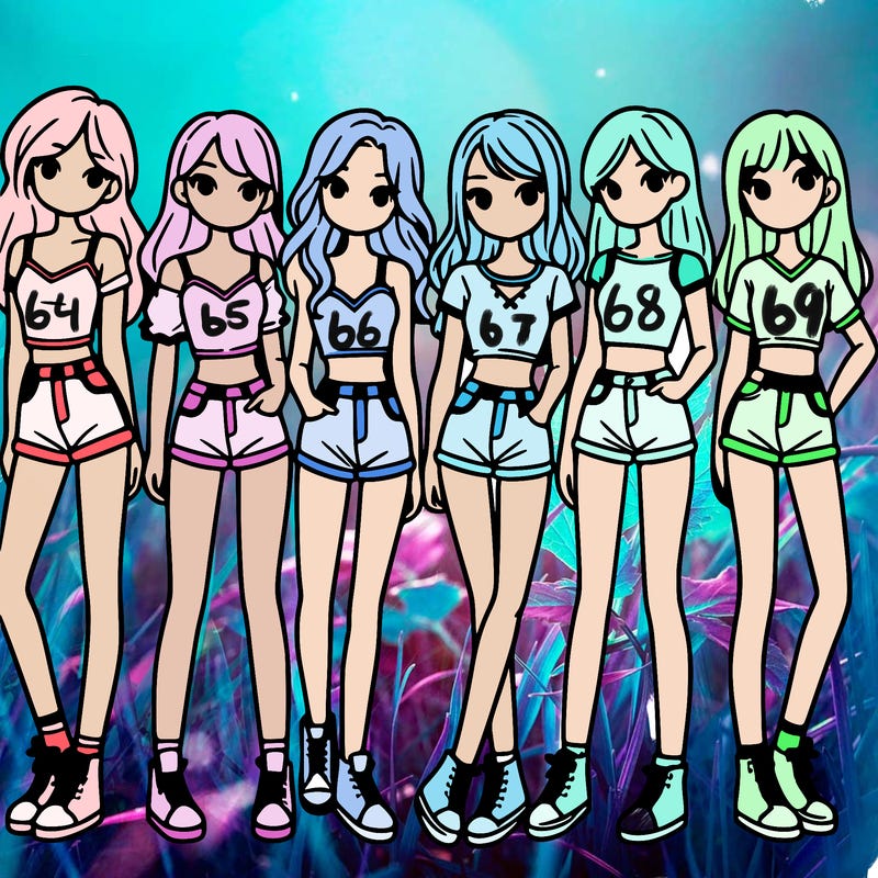 a group of girls wearing crop tops and shorts