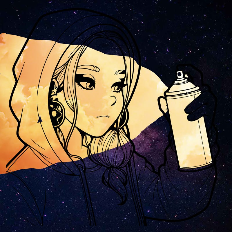 a realistic girl, spray painting