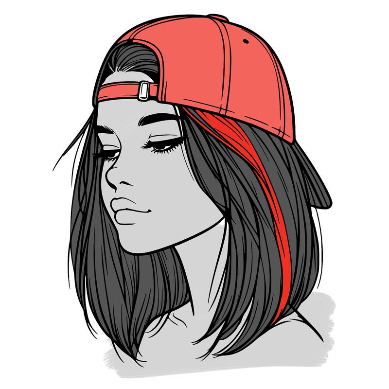 realistic  girl with a backwards hat