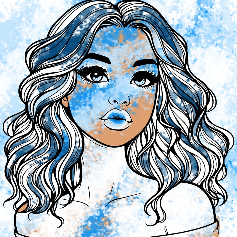 realistic girl with wavy hair and lips