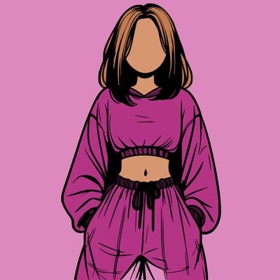 realistic girl faceless with baggy pants and a crop top
