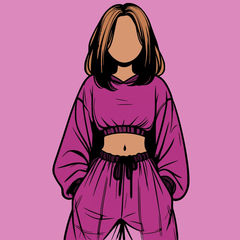 realistic girl faceless with baggy pants and a crop top