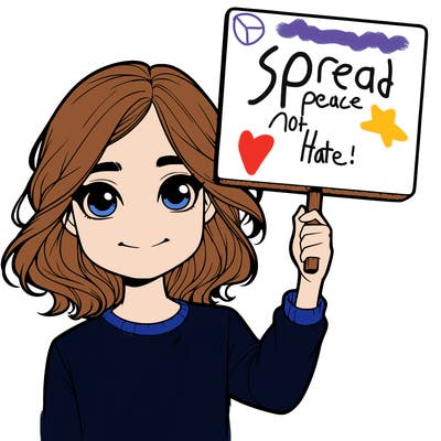 realistic girl holding up a sign