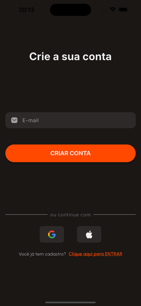 MyShooting - MyShooting app account creation screen with email registration and social login options for Google and Apple.