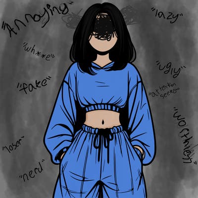 realistic girl faceless with baggy pants and a crop top