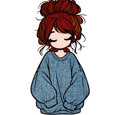 girl with baggy sweatshirt and messy bun