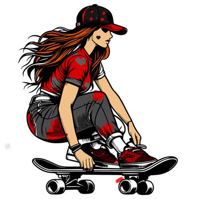 realistic girl skateboard rider