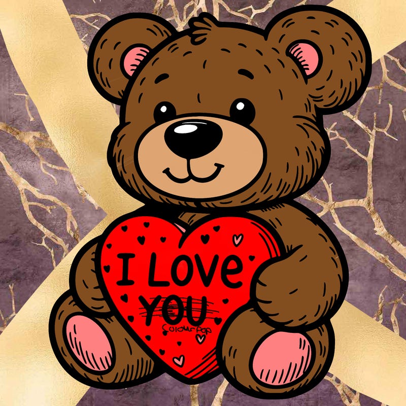 teddy bear holding an i love you heart