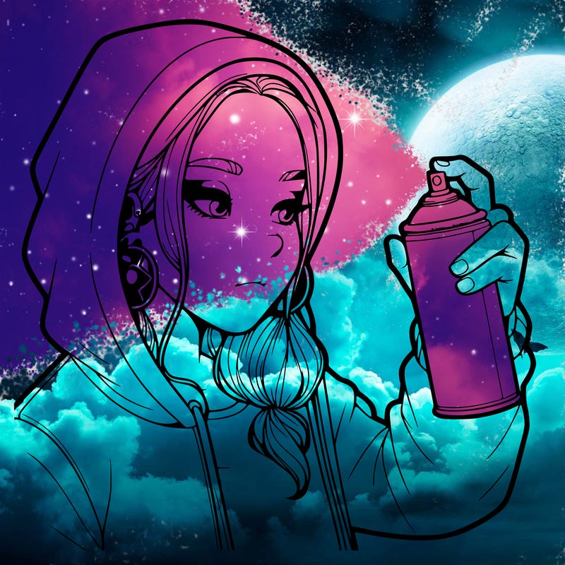 a realistic girl, spray painting