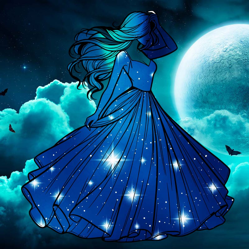 realistic woman with dress flowing in the wind