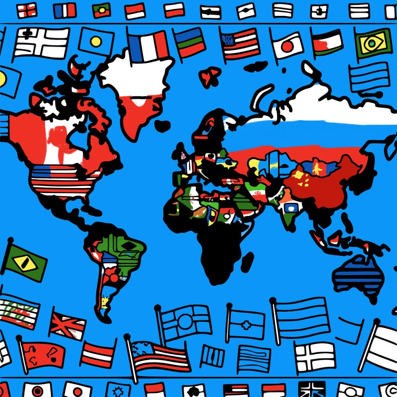 map of the world with flags