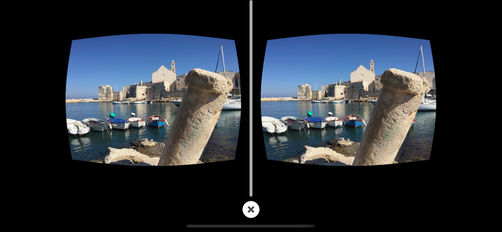 Camera 3D Pro - Side-by-side stereoscopic 3D photo of a harbor scene for VR headsets