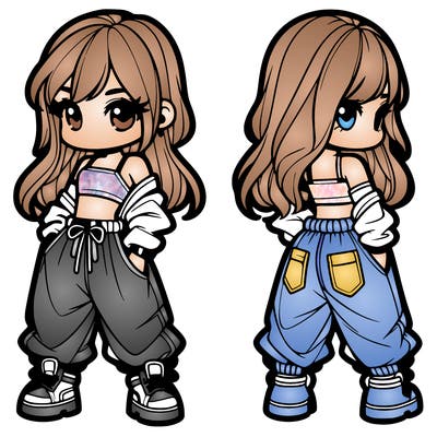 girl in crop top and baggy pants