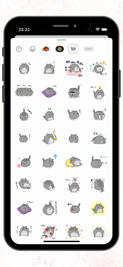 Round Cat Days - Una colección de adorables stickers de gatos grises redondos con varias expresiones