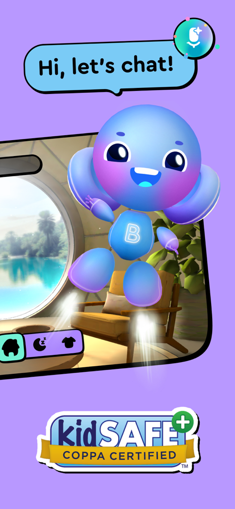 Buddy.ai: Kids Learning Games - Buddy the AI robot invites children to chat in a kidSAFE certified educational app