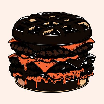 realistic waffle burger