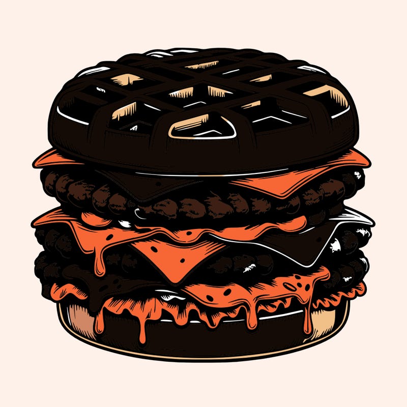realistic waffle burger