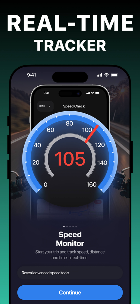 Una interfaz de velocímetro digital que muestra el rastreo de velocidad en tiempo real en la pantalla de un teléfono móvil