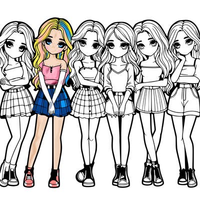 a group of girls realistic