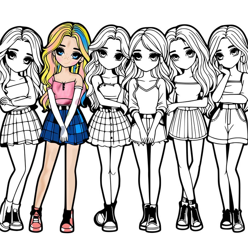 a group of girls realistic