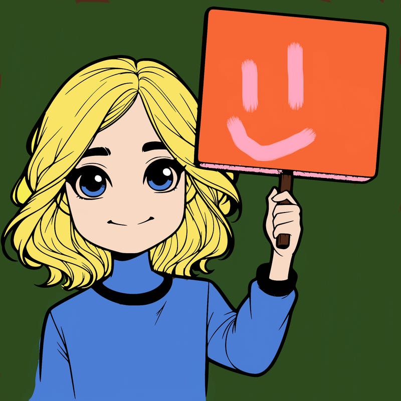 realistic girl holding up a sign