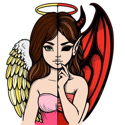 realistic angel half demon