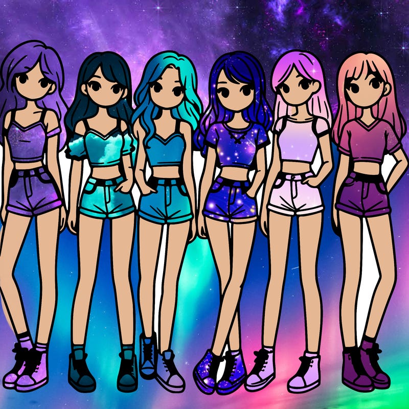 a group of girls wearing crop tops and shorts