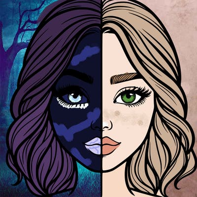 realistic girl split half