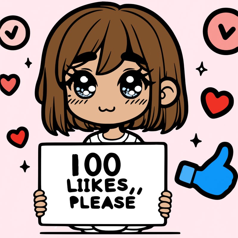 a girl with a sign saying 100 likes, please