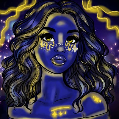 realistic girl with wavy hair and lips