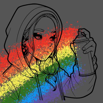 a realistic girl, spray painting