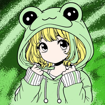 a cute teenage girl wearing a frog hoodie