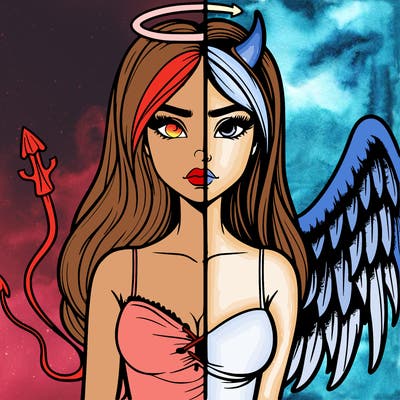 devil vs angel realistic girl