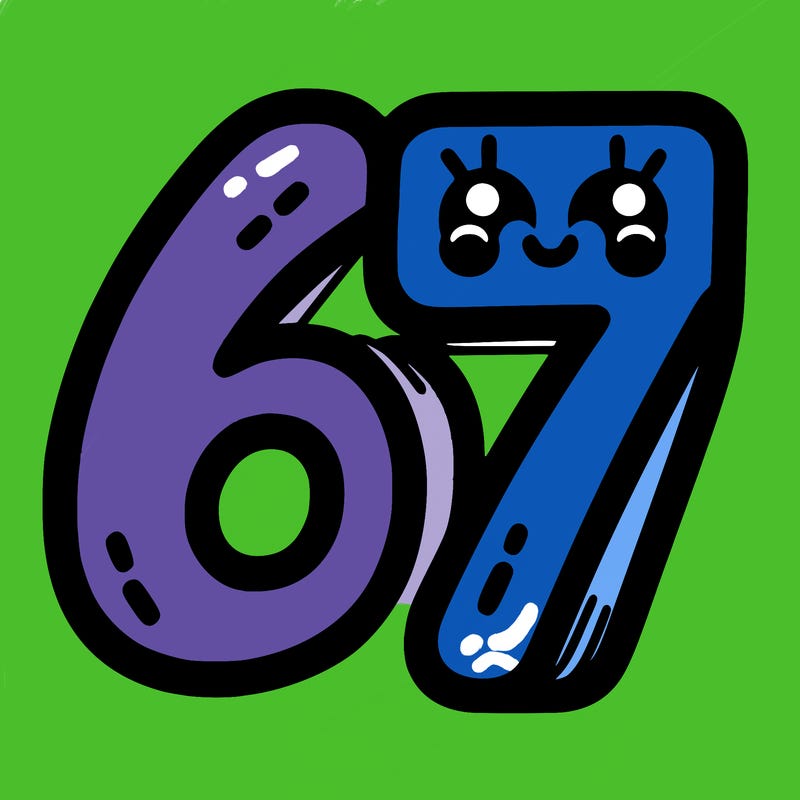 the numbers 67