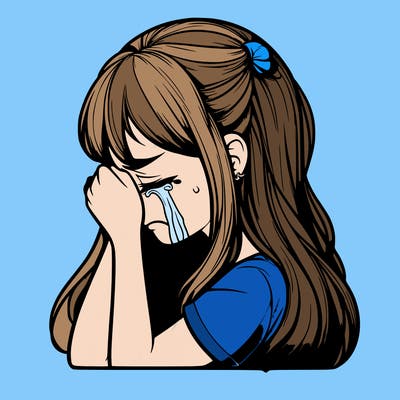 realistic girl crying in depression