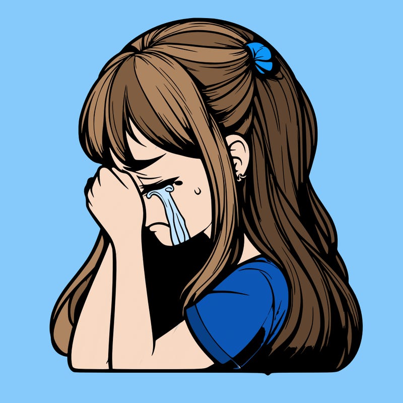 realistic girl crying in depression