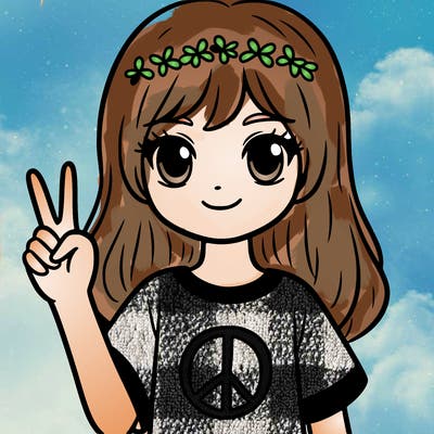 girl with peace sign