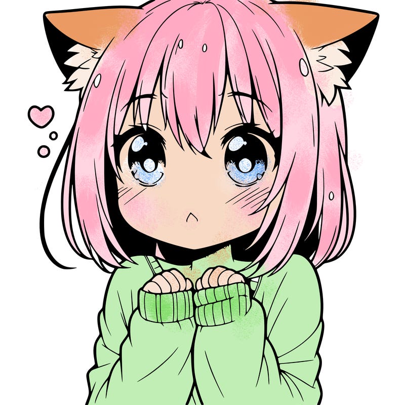 shy anime catgirl